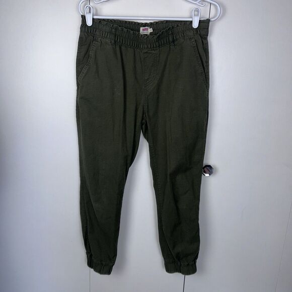 Levi's Women's Sz S Olive Green Jogger Elastic Waist Pull On Denim Belt Loops - Picture 1 of 10